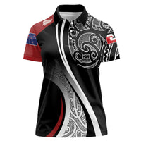 Aotearoa Maori Rugby Custom Women Polo Shirt Kapa O Pango LT7 Female Black - Polynesian Pride