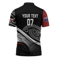 Aotearoa Maori Rugby Custom Zipper Polo Shirt Kapa O Pango LT7 - Polynesian Pride