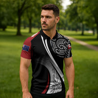 Aotearoa Maori Rugby Custom Zipper Polo Shirt Kapa O Pango LT7 - Polynesian Pride