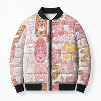 Christmas Aloha Hawaii Tiki Bomber Puffer Jacket Hibiscus Spring Colors LT7 Unisex Pink - Polynesian Pride