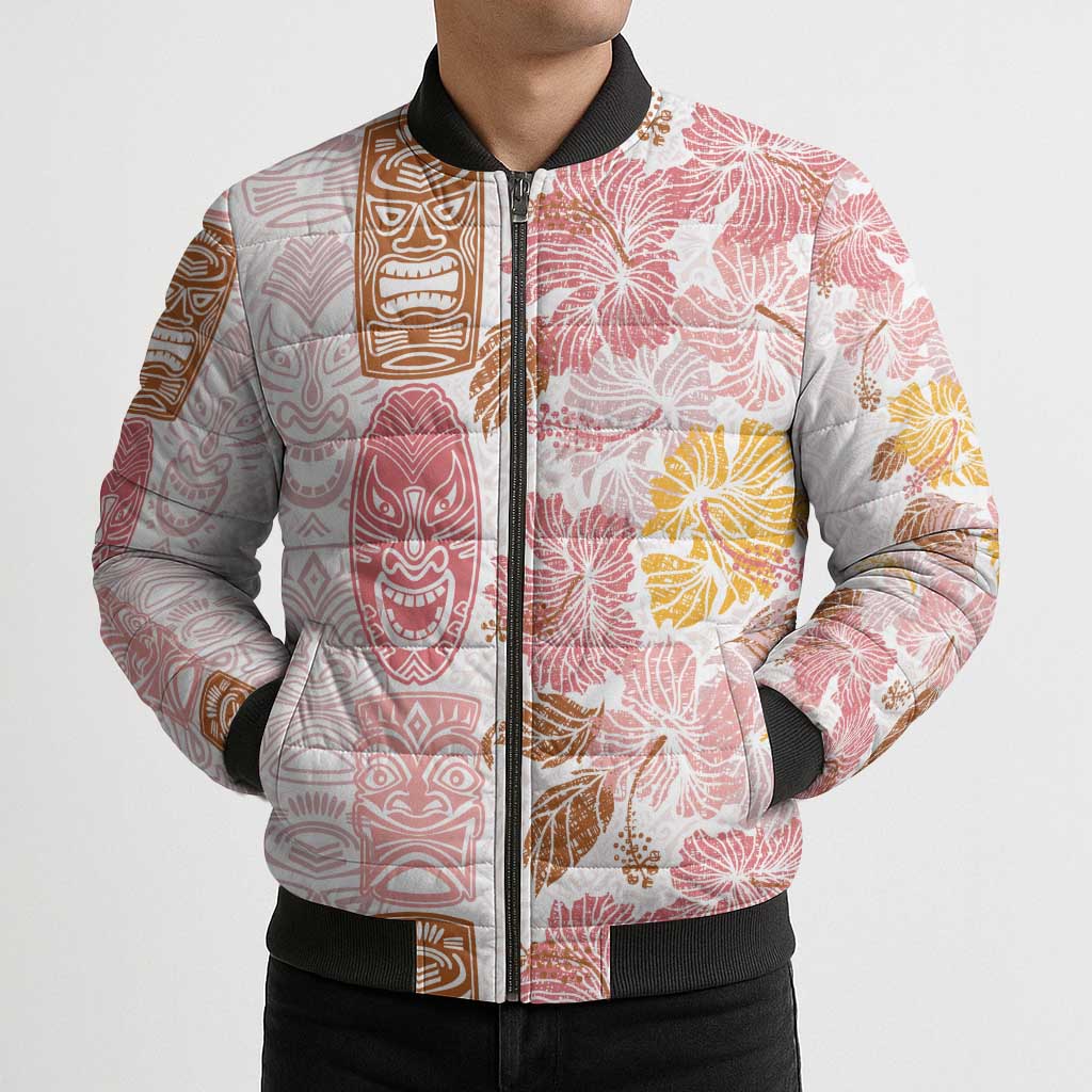 Christmas Aloha Hawaii Tiki Bomber Puffer Jacket Hibiscus Spring Colors LT7 - Polynesian Pride