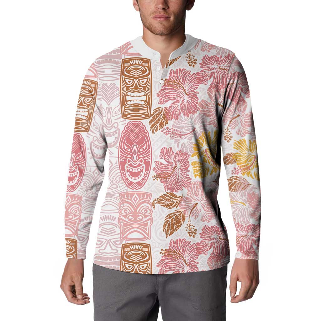 Christmas Aloha Hawaii Tiki Button Sweatshirt Hibiscus Spring Colors - Polynesian Pride