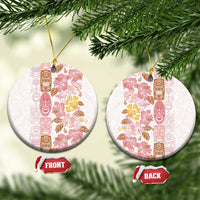 Christmas Aloha Hawaii Tiki Ceramic Ornament Hibiscus Spring Colors LT7 Circle Pink - Polynesian Pride