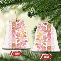 Christmas Aloha Hawaii Tiki Ceramic Ornament Hibiscus Spring Colors LT7 Bell Flake Pink - Polynesian Pride