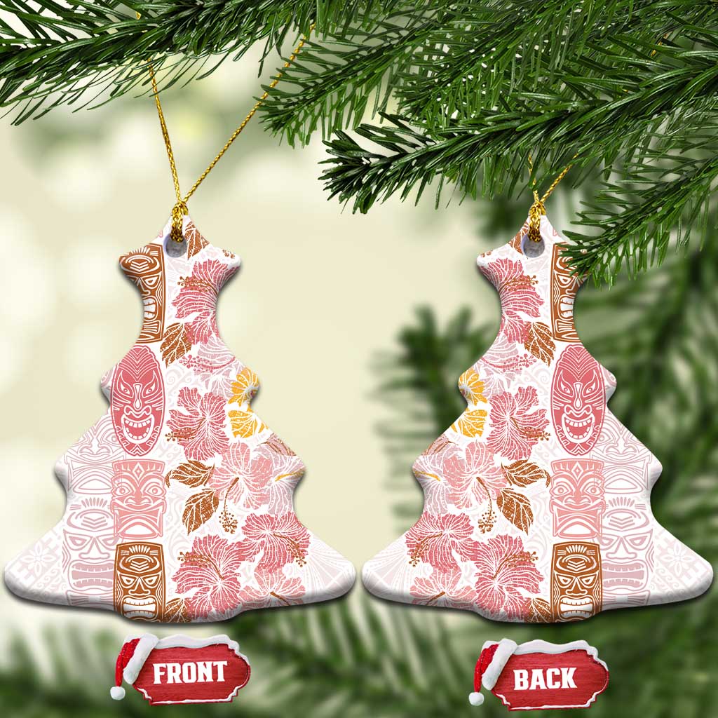 Christmas Aloha Hawaii Tiki Ceramic Ornament Hibiscus Spring Colors LT7 Christmas Tree Pink - Polynesian Pride