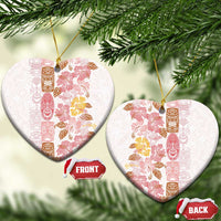 Christmas Aloha Hawaii Tiki Ceramic Ornament Hibiscus Spring Colors LT7 Heart Pink - Polynesian Pride