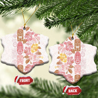Christmas Aloha Hawaii Tiki Ceramic Ornament Hibiscus Spring Colors LT7 Snow Flake Pink - Polynesian Pride