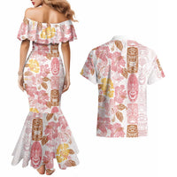 Christmas Aloha Hawaii Tiki Couples Matching Mermaid Dress and Hawaiian Shirt Hibiscus Spring Colors LT7 - Polynesian Pride