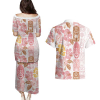 Christmas Aloha Hawaii Tiki Couples Matching Puletasi and Hawaiian Shirt Hibiscus Spring Colors LT7 - Polynesian Pride