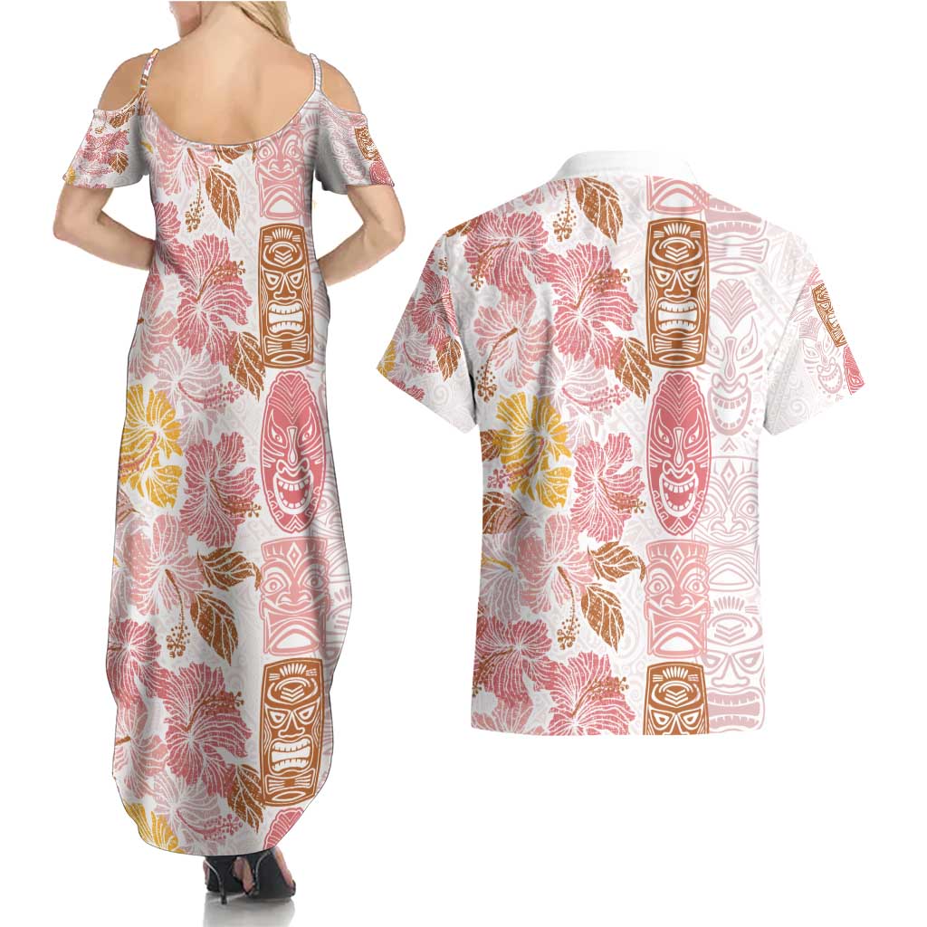 Christmas Aloha Hawaii Tiki Couples Matching Summer Maxi Dress and Hawaiian Shirt Hibiscus Spring Colors LT7 - Polynesian Pride