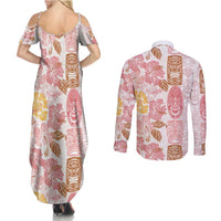 Christmas Aloha Hawaii Tiki Couples Matching Summer Maxi Dress and Long Sleeve Button Shirt Hibiscus Spring Colors LT7 - Polynesian Pride