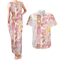 Christmas Aloha Hawaii Tiki Couples Matching Tank Maxi Dress and Hawaiian Shirt Hibiscus Spring Colors LT7 Pink - Polynesian Pride