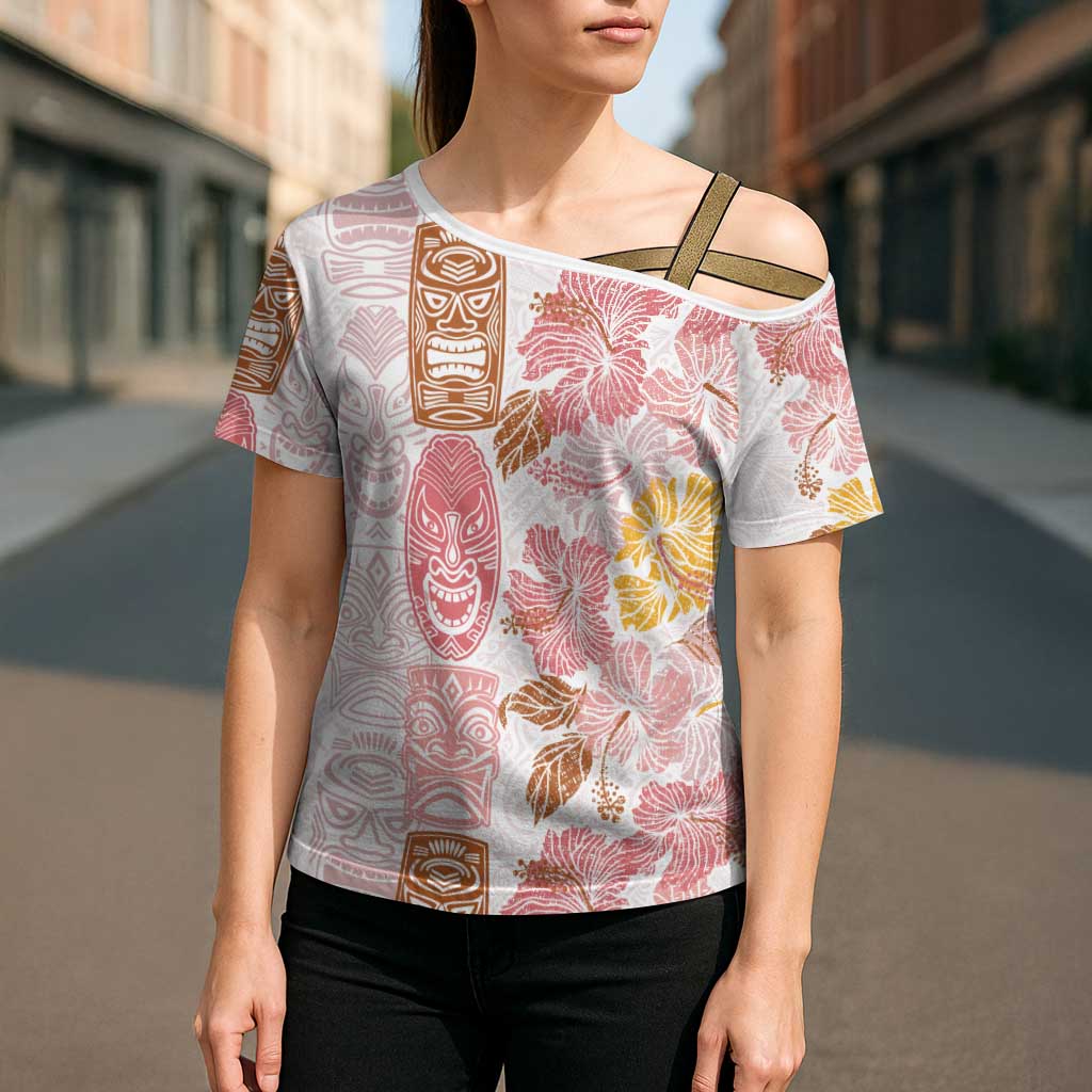 Christmas Aloha Hawaii Tiki Cross Shoulder Shirt Hibiscus Spring Colors - Polynesian Pride