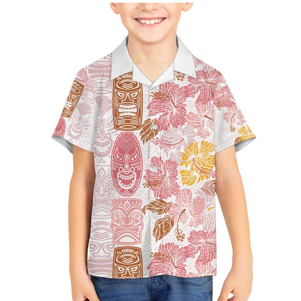 Christmas Aloha Hawaii Tiki Family Matching Mermaid Dress and Hawaiian Shirt Hibiscus Spring Colors LT7 Son's Shirt Pink - Polynesian Pride