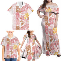 Christmas Aloha Hawaii Tiki Family Matching Off Shoulder Maxi Dress and Hawaiian Shirt Hibiscus Spring Colors LT7 - Polynesian Pride