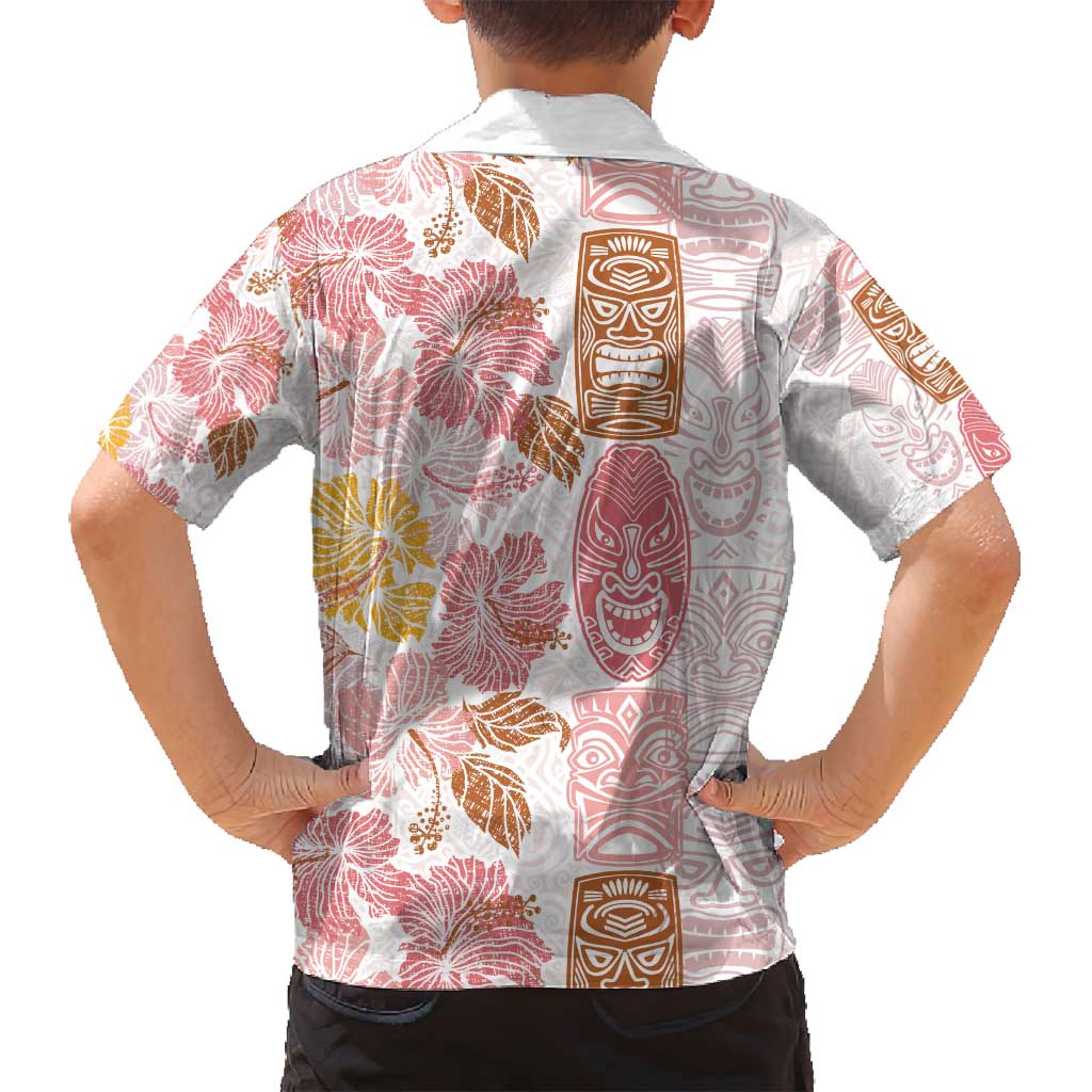 Christmas Aloha Hawaii Tiki Family Matching Off Shoulder Short Dress and Hawaiian Shirt Hibiscus Spring Colors LT7 - Polynesian Pride