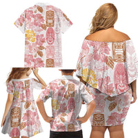Christmas Aloha Hawaii Tiki Family Matching Off Shoulder Short Dress and Hawaiian Shirt Hibiscus Spring Colors LT7 - Polynesian Pride