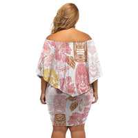 Christmas Aloha Hawaii Tiki Family Matching Off Shoulder Short Dress and Hawaiian Shirt Hibiscus Spring Colors LT7 - Polynesian Pride