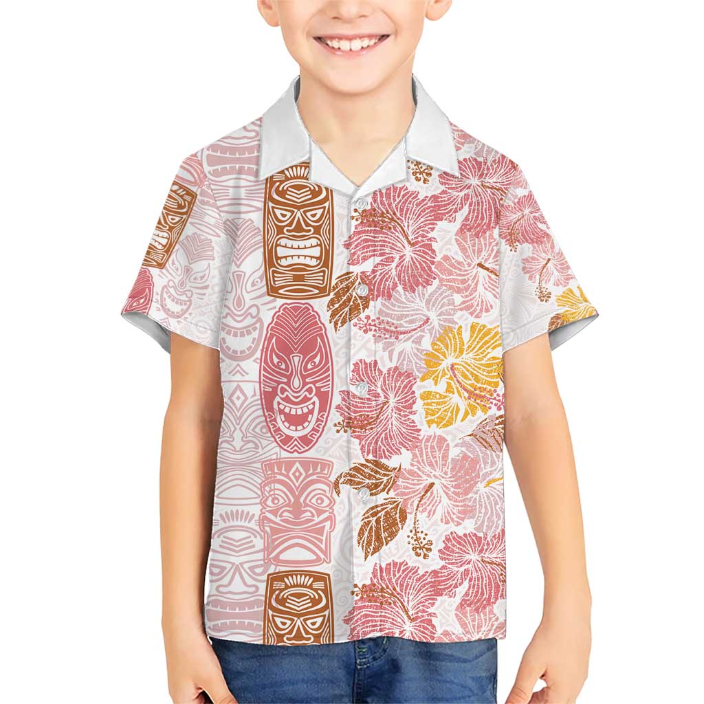 Christmas Aloha Hawaii Tiki Family Matching Short Sleeve Bodycon Dress and Hawaiian Shirt Hibiscus Spring Colors LT7 Son's Shirt Pink - Polynesian Pride