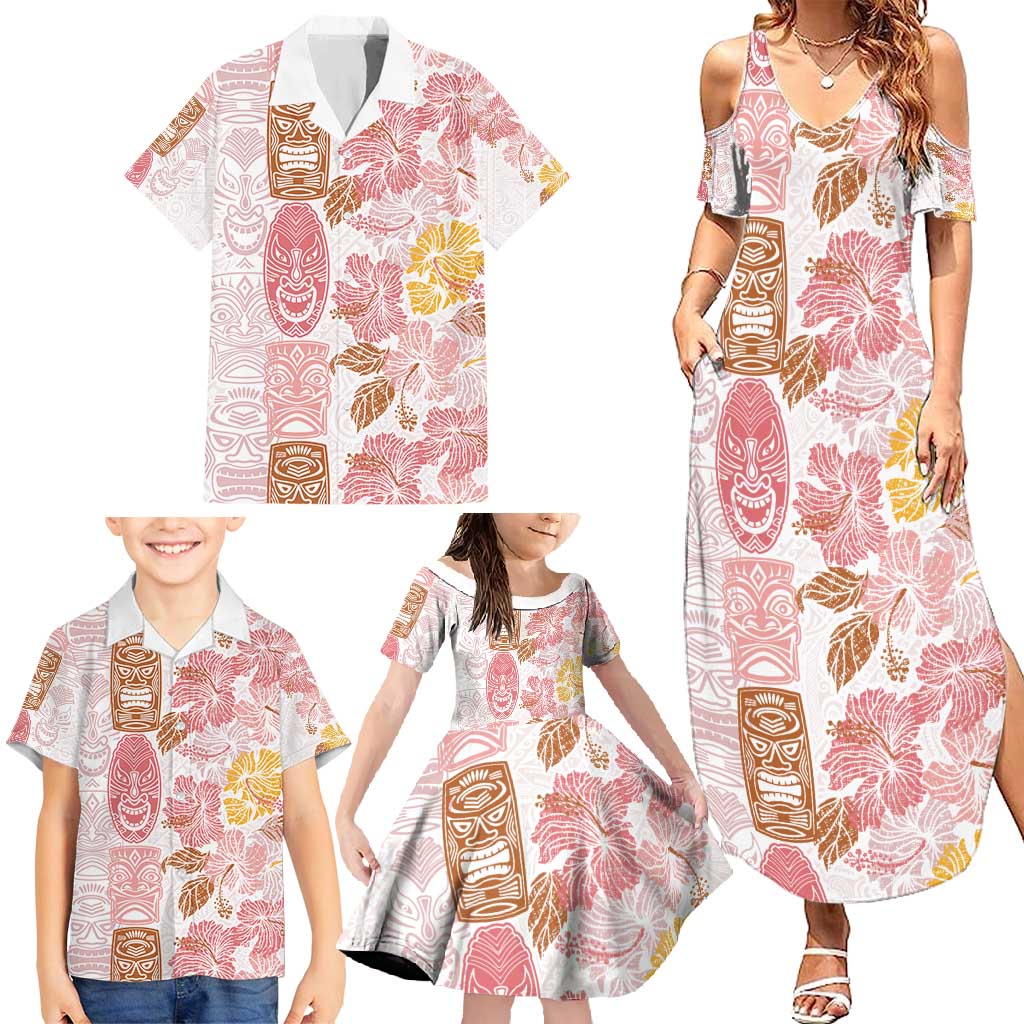 Christmas Aloha Hawaii Tiki Family Matching Summer Maxi Dress and Hawaiian Shirt Hibiscus Spring Colors LT7 - Polynesian Pride