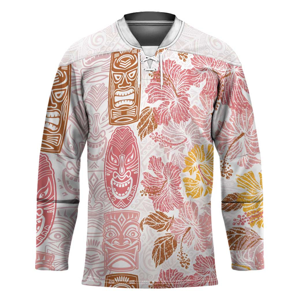 Christmas Aloha Hawaii Tiki Hockey Jersey Hibiscus Spring Colors - Polynesian Pride