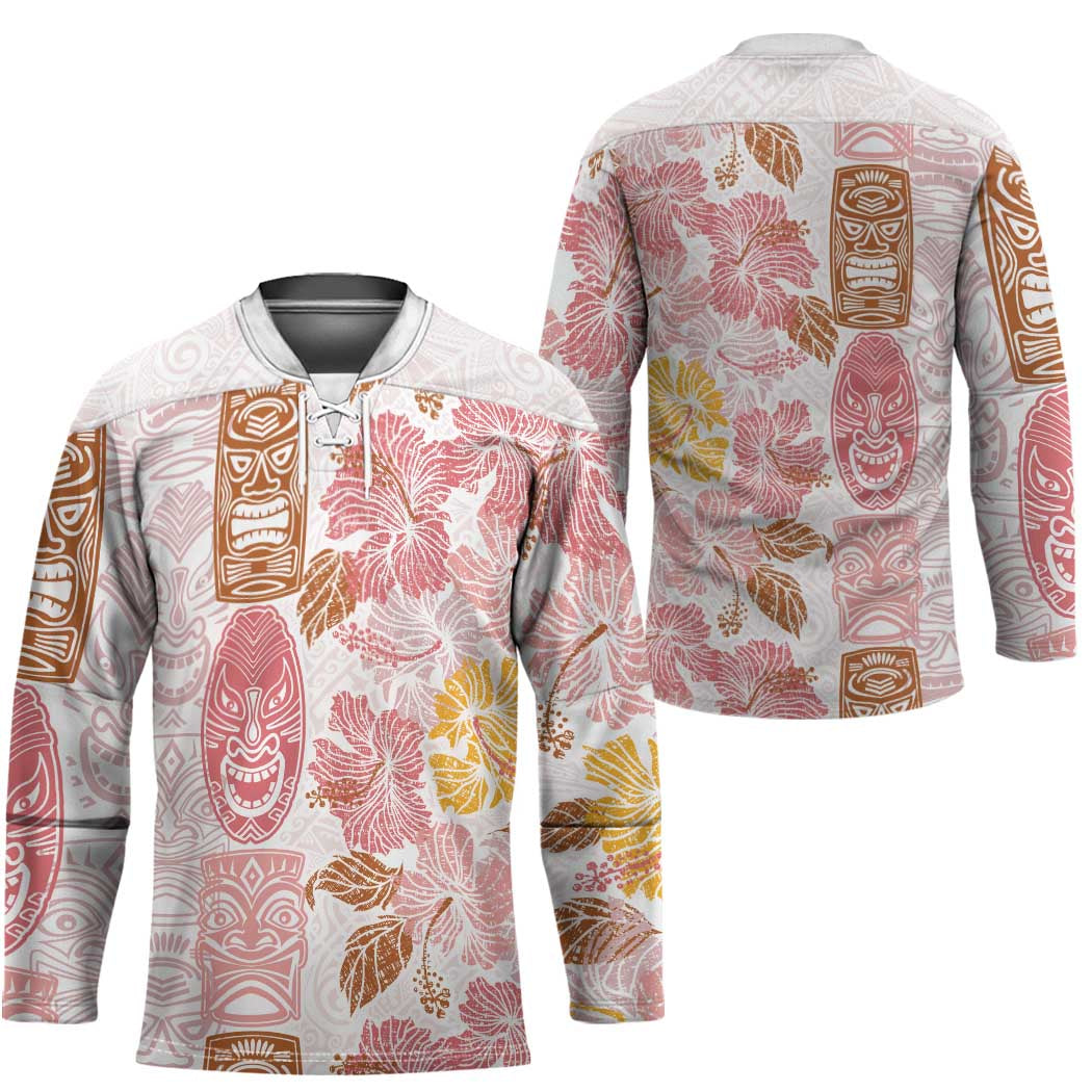 Christmas Aloha Hawaii Tiki Hockey Jersey Hibiscus Spring Colors - Polynesian Pride