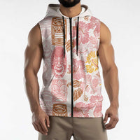 Christmas Aloha Hawaii Tiki Sleeveless Zip Hoodie Hibiscus Spring Colors - Polynesian Pride