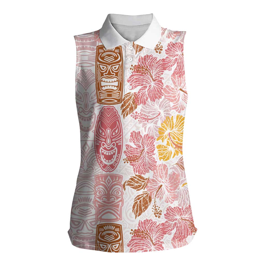 Christmas Aloha Hawaii Tiki Women Sleeveless Polo Shirt Hibiscus Spring Colors LT7 Female Pink - Polynesian Pride