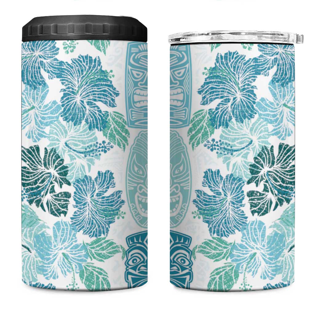 Christmas Aloha Hawaii Tiki 4 in 1 Can Cooler Tumbler Hibiscus Summer Colors LT7 One Size: 16 oz Turquoise - Polynesian Pride