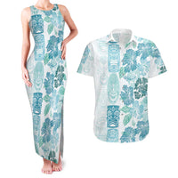 Christmas Aloha Hawaii Tiki Couples Matching Tank Maxi Dress and Hawaiian Shirt Hibiscus Summer Colors LT7 Turquoise - Polynesian Pride