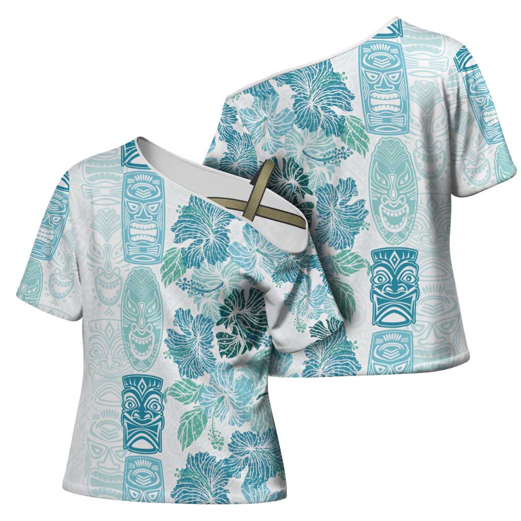 Christmas Aloha Hawaii Tiki Cross Shoulder Shirt Hibiscus Summer Colors LT7 - Polynesian Pride