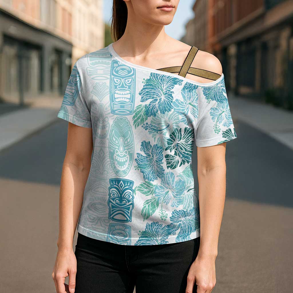 Christmas Aloha Hawaii Tiki Cross Shoulder Shirt Hibiscus Summer Colors LT7 - Polynesian Pride
