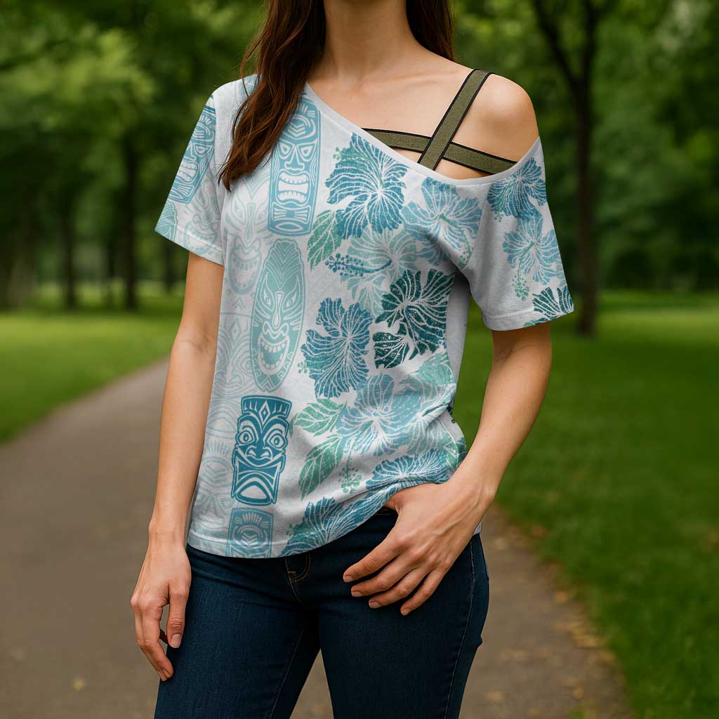 Christmas Aloha Hawaii Tiki Cross Shoulder Shirt Hibiscus Summer Colors LT7 - Polynesian Pride