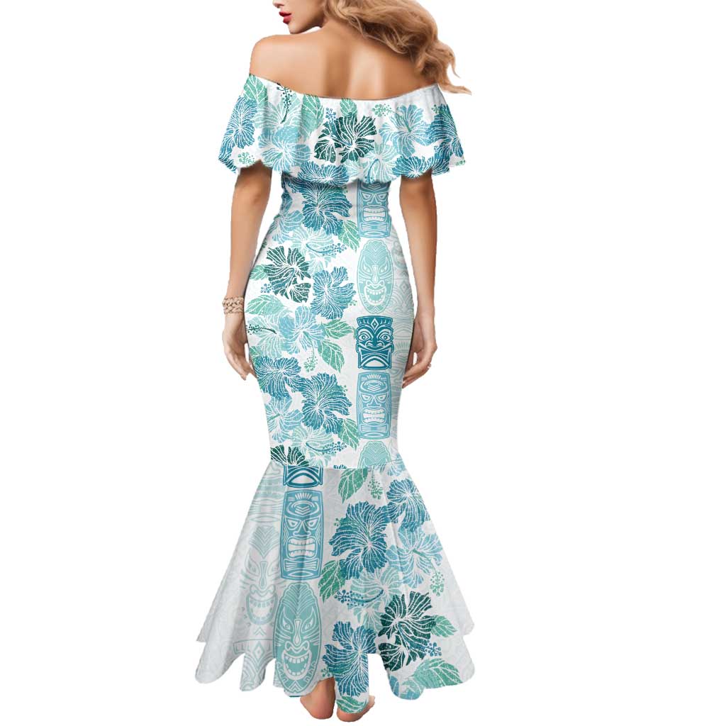 Christmas Aloha Hawaii Tiki Family Matching Mermaid Dress and Hawaiian Shirt Hibiscus Summer Colors LT7 - Polynesian Pride
