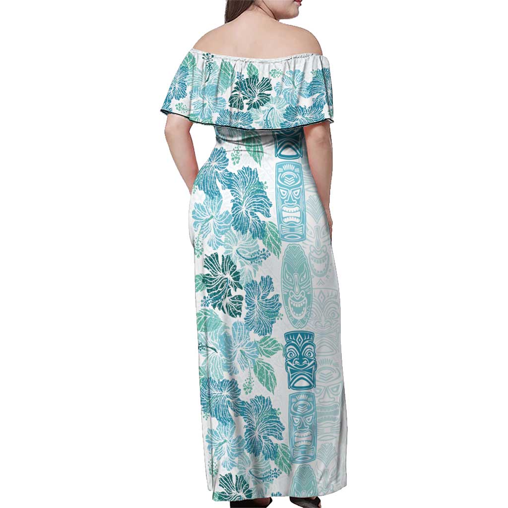 Christmas Aloha Hawaii Tiki Family Matching Off Shoulder Maxi Dress and Hawaiian Shirt Hibiscus Summer Colors LT7 - Polynesian Pride