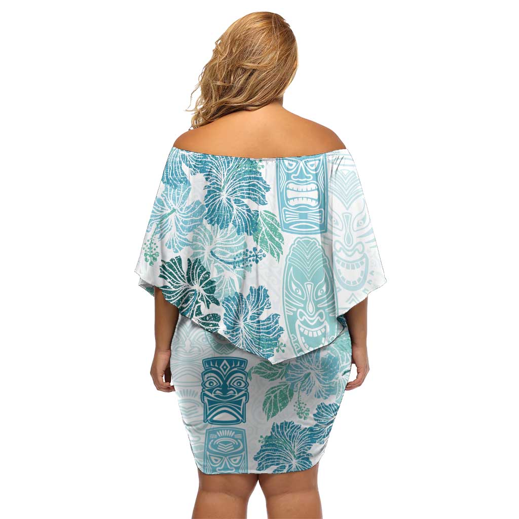 Christmas Aloha Hawaii Tiki Family Matching Off Shoulder Short Dress and Hawaiian Shirt Hibiscus Summer Colors LT7 - Polynesian Pride