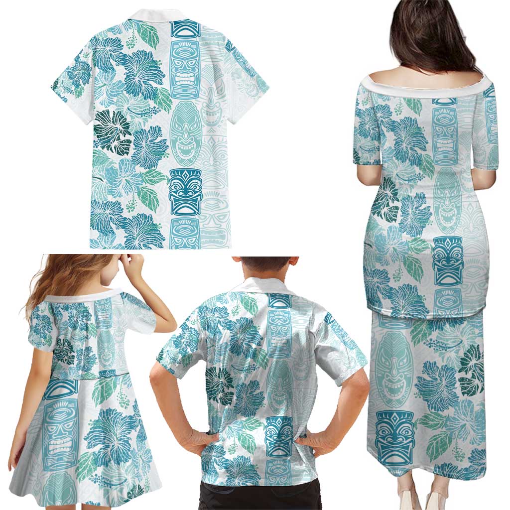 Christmas Aloha Hawaii Tiki Family Matching Puletasi and Hawaiian Shirt Hibiscus Summer Colors LT7 - Polynesian Pride