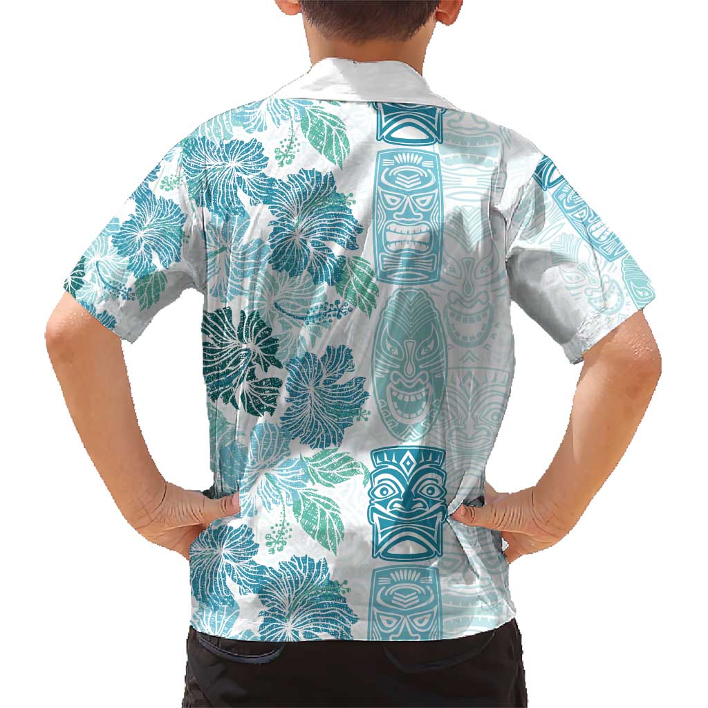 Christmas Aloha Hawaii Tiki Family Matching Short Sleeve Bodycon Dress and Hawaiian Shirt Hibiscus Summer Colors LT7 - Polynesian Pride