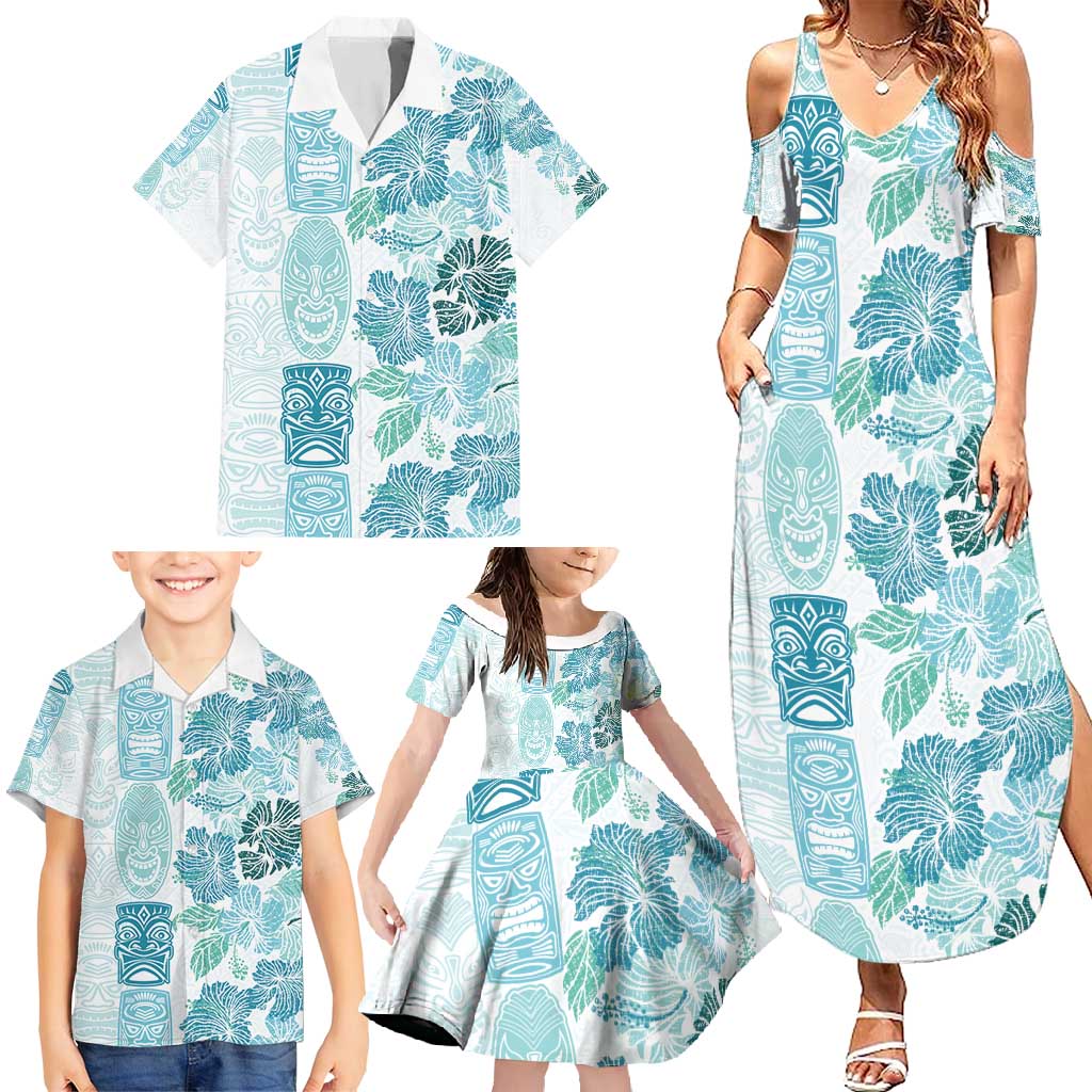 Christmas Aloha Hawaii Tiki Family Matching Summer Maxi Dress and Hawaiian Shirt Hibiscus Summer Colors LT7 - Polynesian Pride
