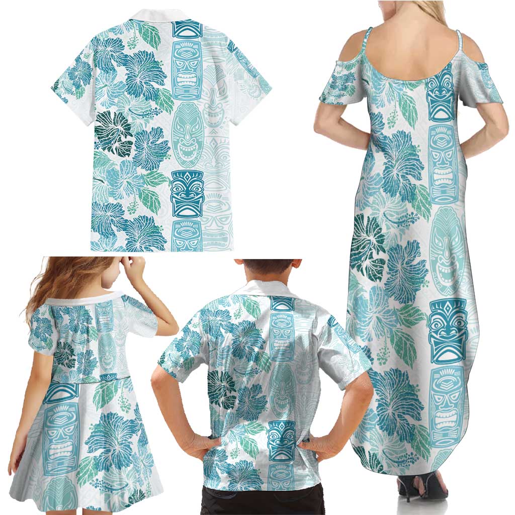 Christmas Aloha Hawaii Tiki Family Matching Summer Maxi Dress and Hawaiian Shirt Hibiscus Summer Colors LT7 - Polynesian Pride