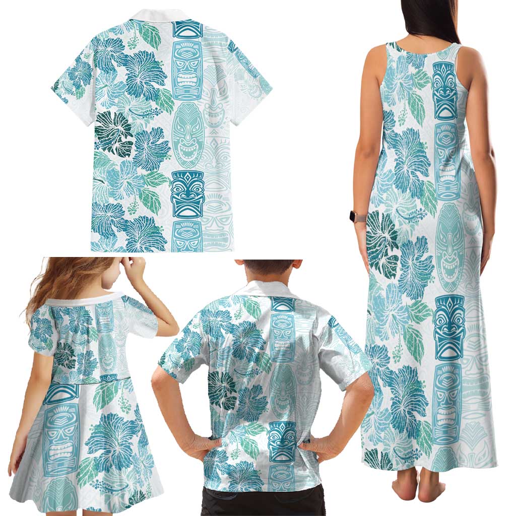 Christmas Aloha Hawaii Tiki Family Matching Tank Maxi Dress and Hawaiian Shirt Hibiscus Summer Colors LT7 - Polynesian Pride