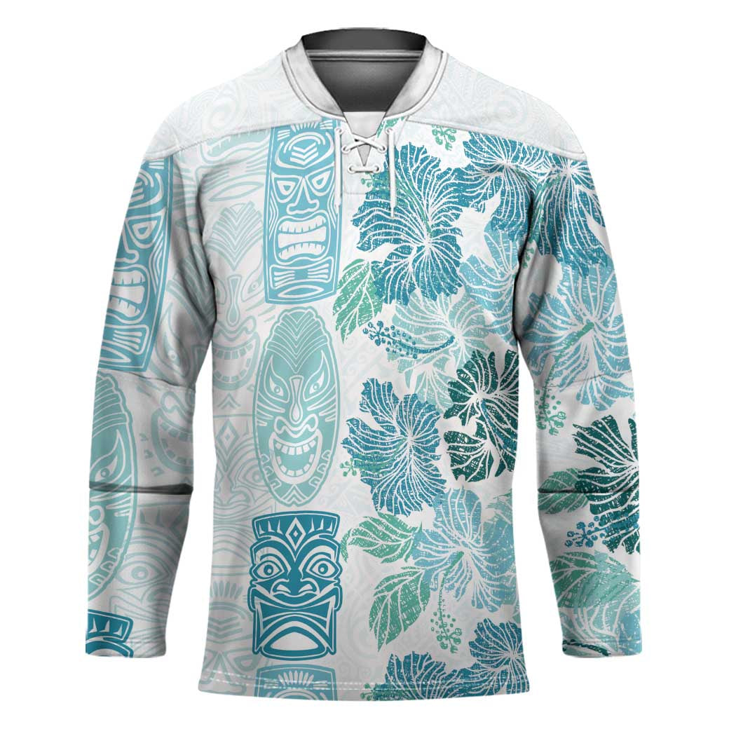 Christmas Aloha Hawaii Tiki Hockey Jersey Hibiscus Summer Colors - Polynesian Pride