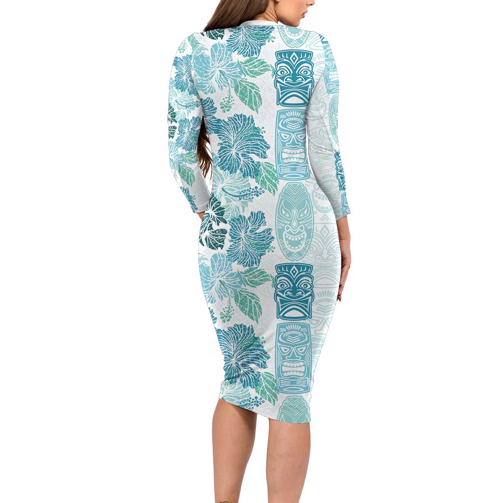 Christmas Aloha Hawaii Tiki Long Sleeve Bodycon Dress Hibiscus Summer Colors LT7 - Polynesian Pride