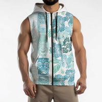Christmas Aloha Hawaii Tiki Sleeveless Zip Hoodie Hibiscus Summer Colors - Polynesian Pride