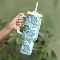 Christmas Aloha Hawaii Tiki Tumbler With Handle Hibiscus Summer Colors - Polynesian Pride