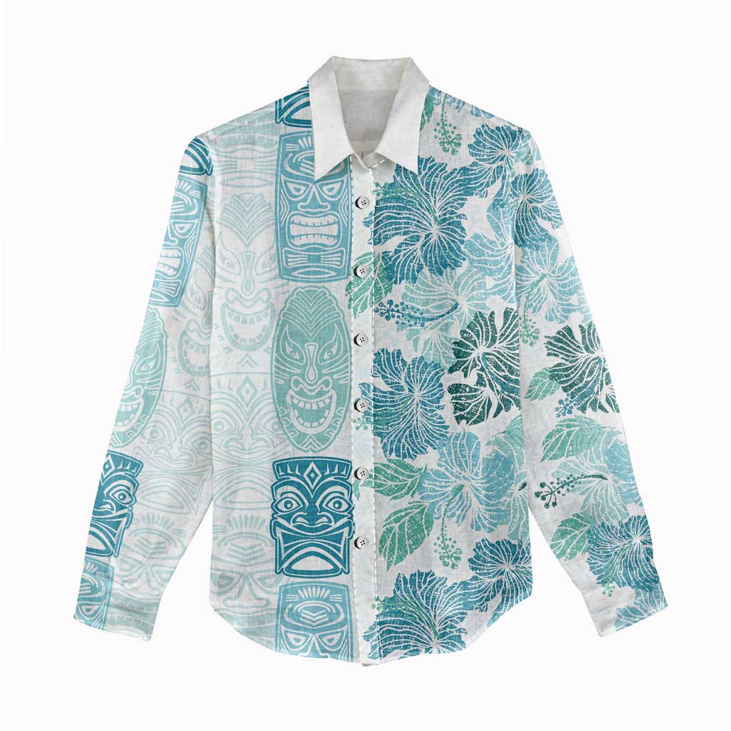 Christmas Aloha Hawaii Tiki Women Casual Shirt Hibiscus Summer Colors - Polynesian Pride