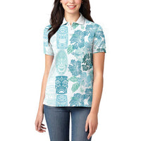 Christmas Aloha Hawaii Tiki Women Polo Shirt Hibiscus Summer Colors - Polynesian Pride
