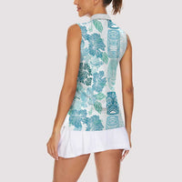 Christmas Aloha Hawaii Tiki Women Sleeveless Polo Shirt Hibiscus Summer Colors LT7 - Polynesian Pride