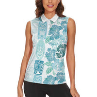 Christmas Aloha Hawaii Tiki Women Sleeveless Polo Shirt Hibiscus Summer Colors LT7 - Polynesian Pride