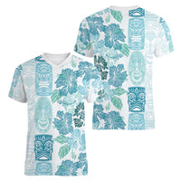 Christmas Aloha Hawaii Tiki Women V-Neck T-Shirt Hibiscus Summer Colors LT7 - Polynesian Pride